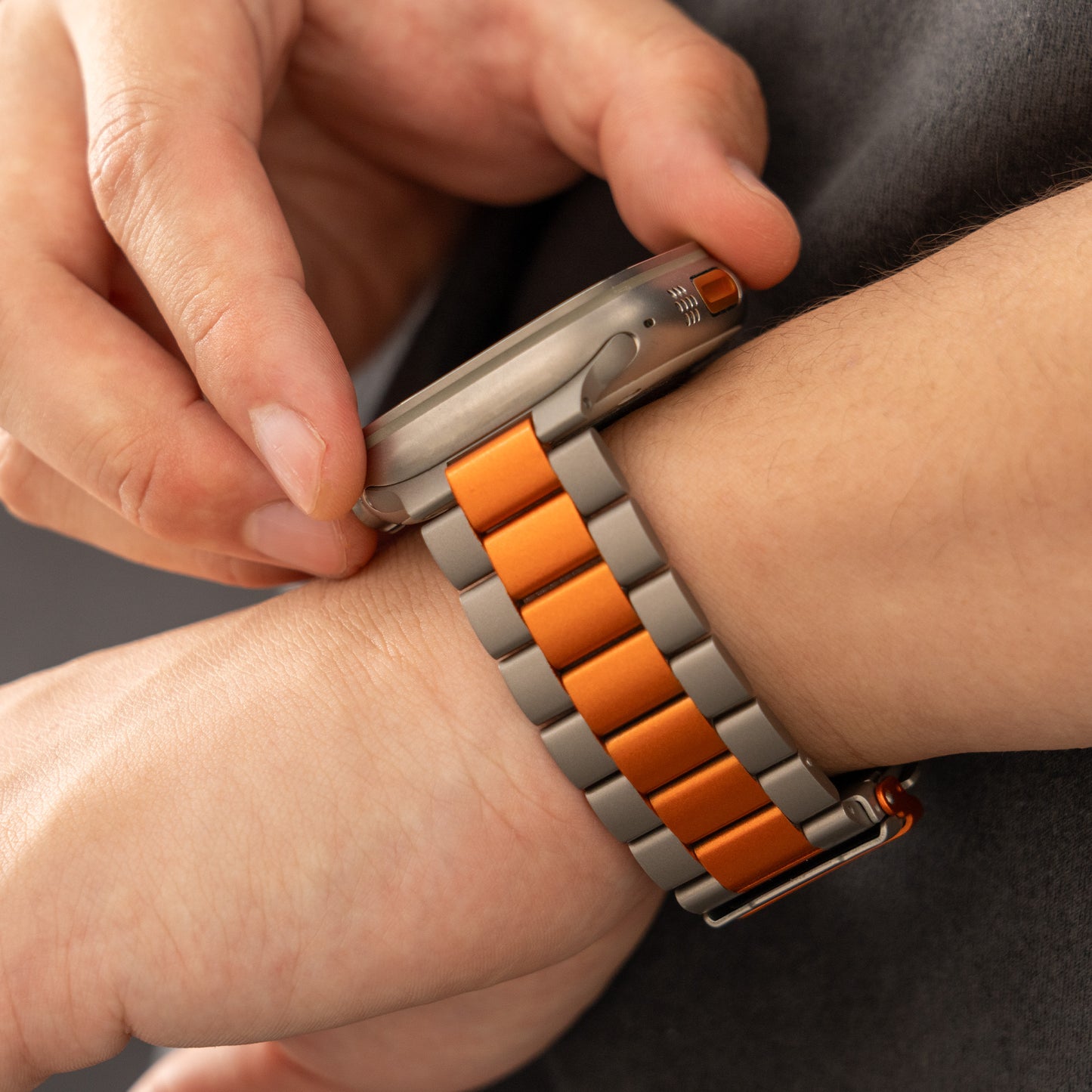 【限定カラー】オレンジラインチタンバンド【アップルウォッチ】