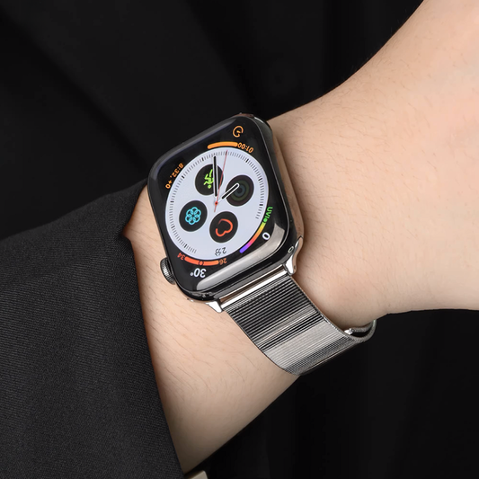 【シルバークラウン】フラットリンクメタルバンド【アップルウォッチ】