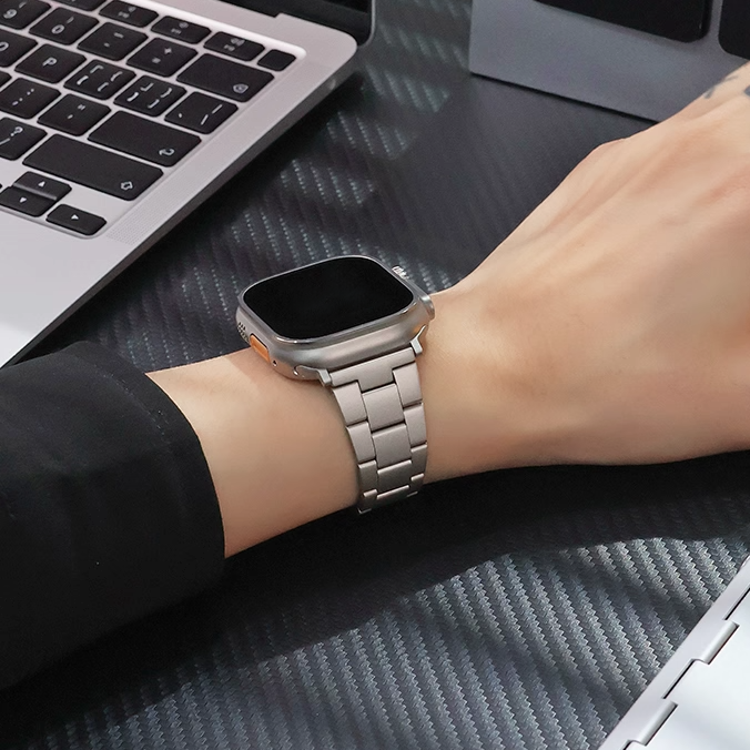 シルバークラウン】スリムリンクメタルバンド【アップルウォッチ