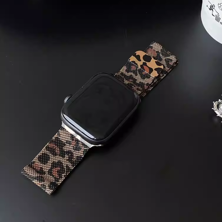 【大人のヒョウ柄】レオパードメッシュメタルバンド【アップルウォッチ】