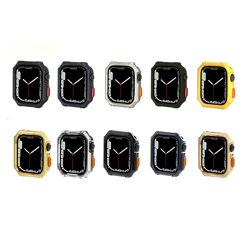 【ガラス無し両面保護】カラーボタンプロテクトケース【アップルウォッチ】