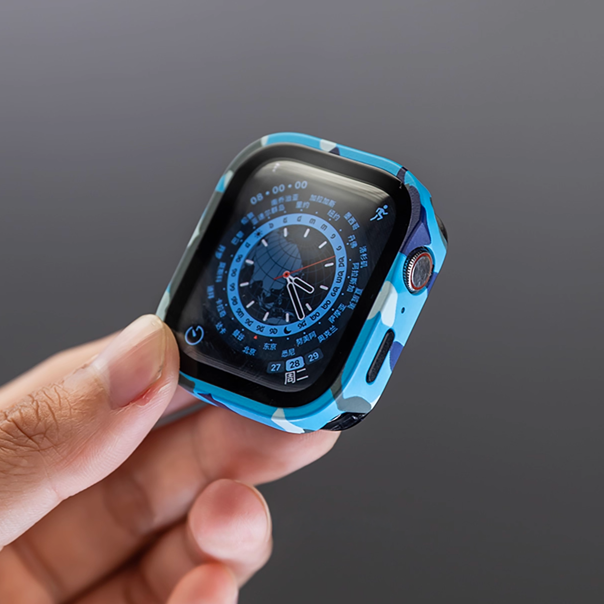 【ガラス付き両面保護】フルカバーパターンケース【アップルウォッチ】