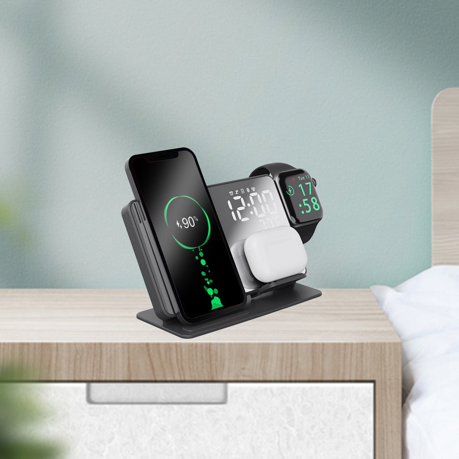 【多機能充電器】4in1ワイヤレス充電目覚まし時計【アップルウォッチ】 - Apple Watchバンド専門通販【BELTIES(ベルティーズ)】