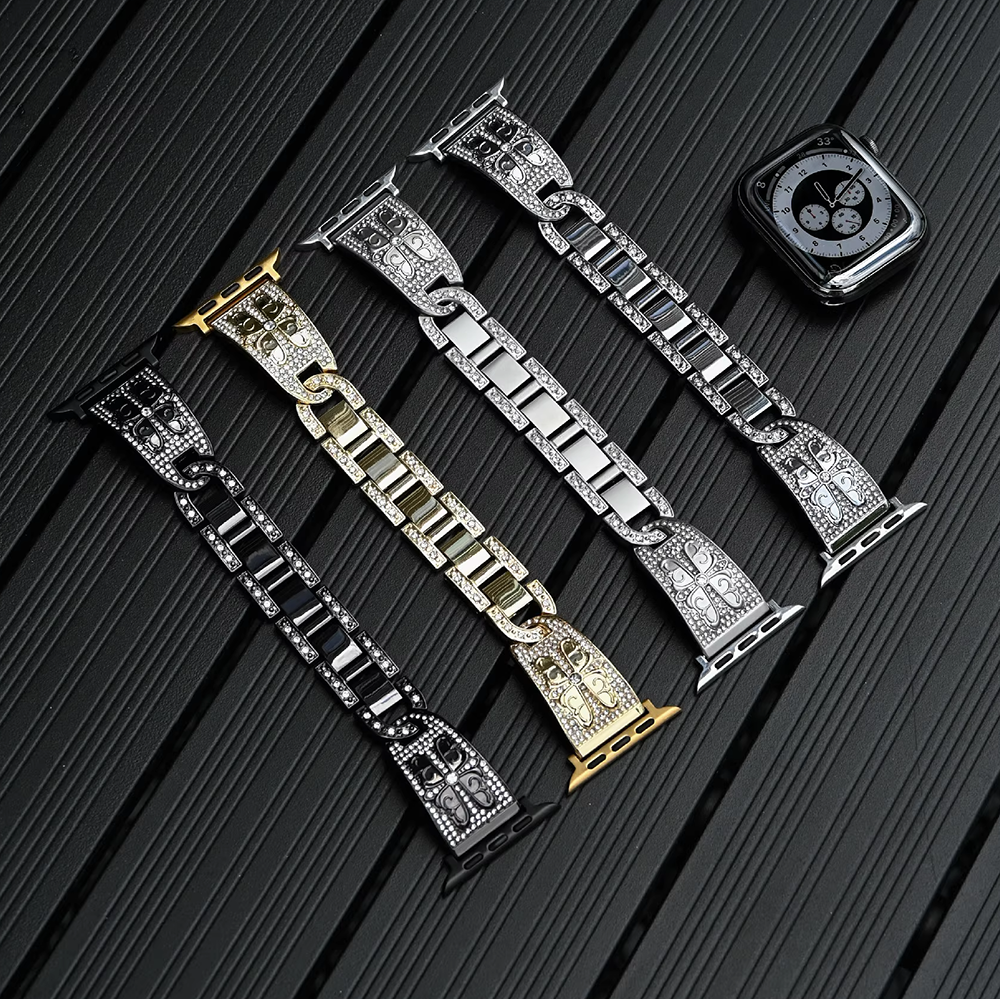 【シルバークラウン】ジュエルクロスメタルバンド【アップルウォッチ】