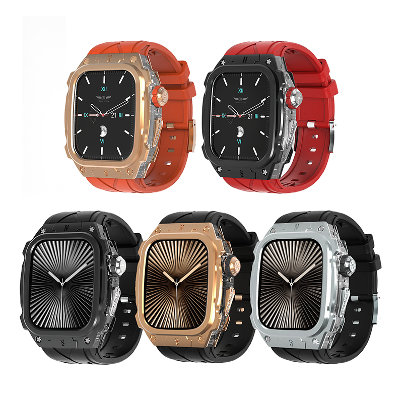 【Series 10/11対応】メタリックフレーム一体型バンド【アップルウォッチ】