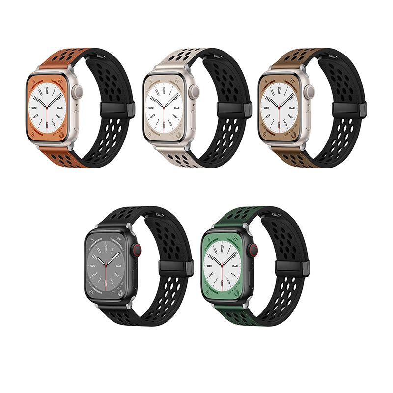 【蒸れにくい】マグエアフローレザーバンド【アップルウォッチ】