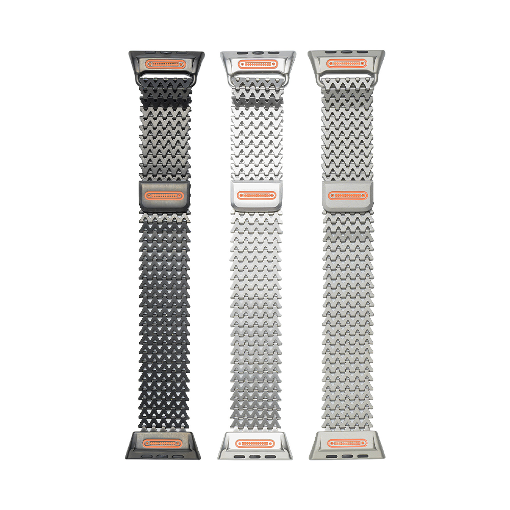 【粗めメッシュ】ジャグドメタルマグネットバンド【アップルウォッチ】