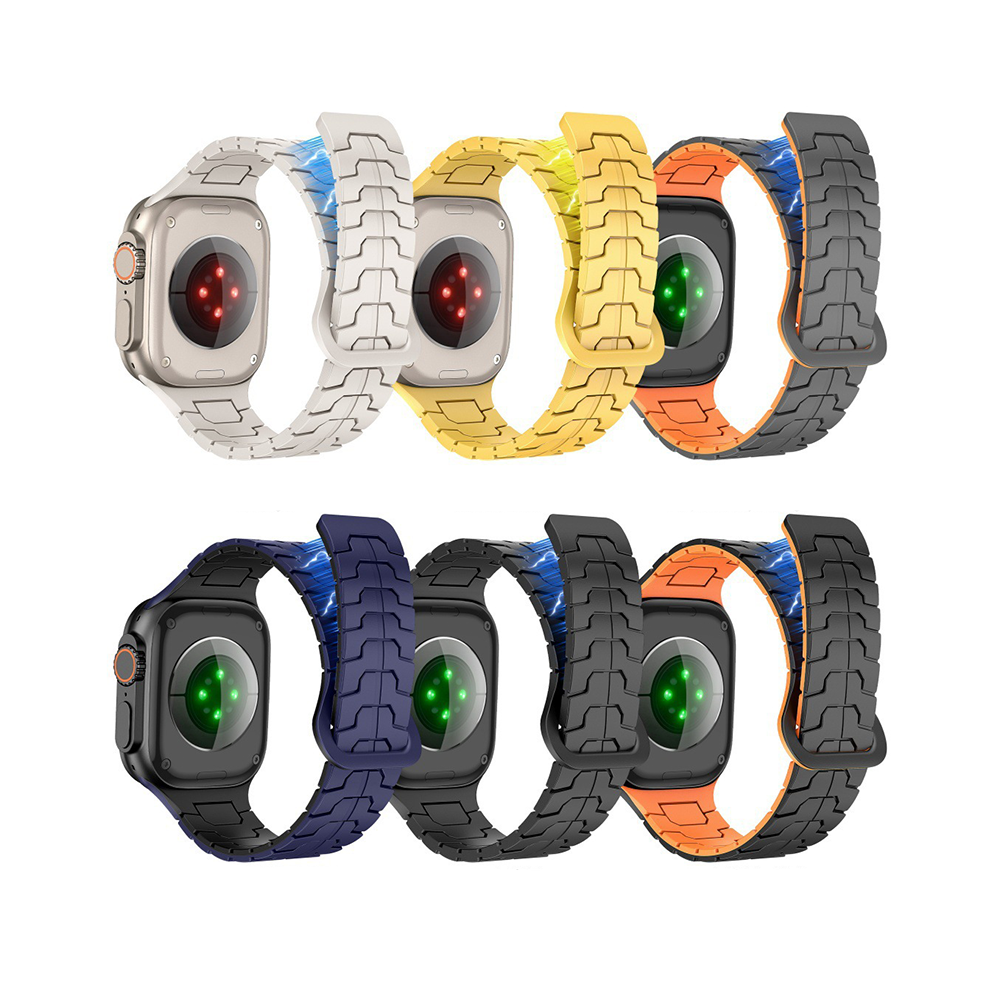 【磁石で簡単装着】マグネットグルーヴラバーバンド【アップルウォッチ】