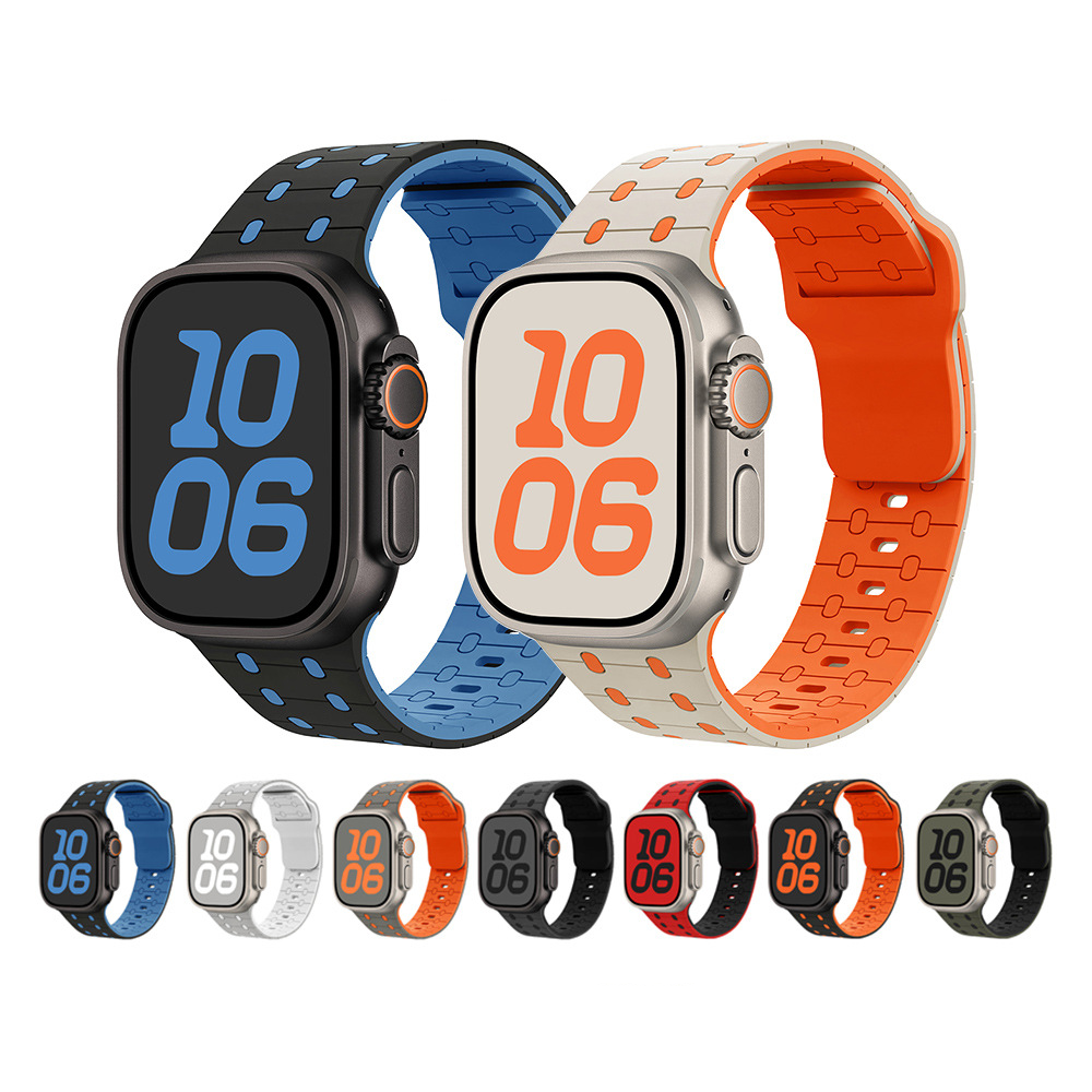 【ビビッドな配色】カラーブロックシリコンバンド【アップルウォッチ】