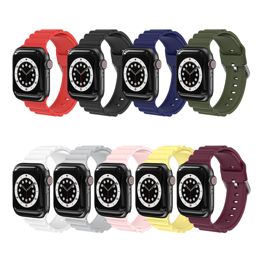 【スポーティ×モダン】ウェーブエッジシリコンバンド【アップルウォッチ】