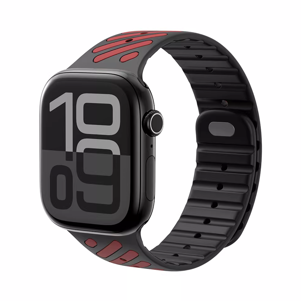 【値下げ】Apple Watchバンド BELTIES ブラックラバーベルト時計 強力マグネット】バイカラーフィットラバーバンド【アップルウォッチ