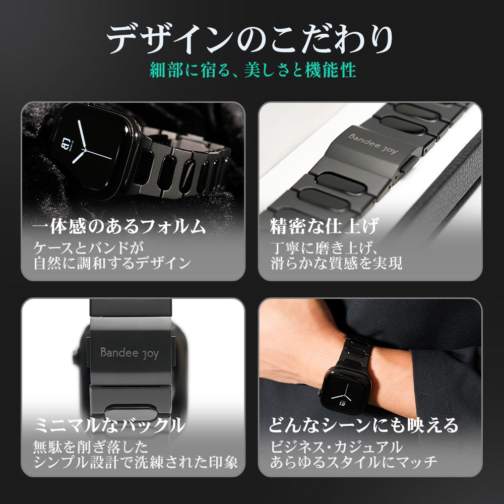 Apple Watch Band BJ-007 BRIGHT - Black【Bandee Joy】