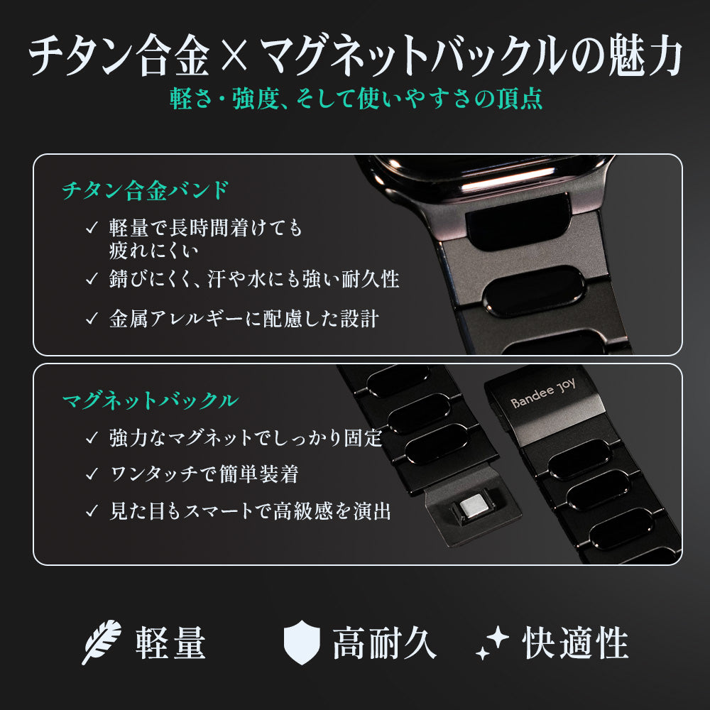 Apple Watch Band BJ-007 BRIGHT - Black【Bandee Joy】