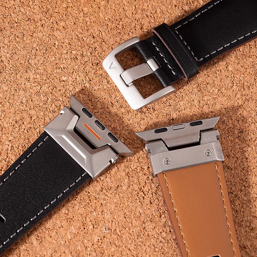 [4 colors available] Stainless steel connect leather band [Apple Watch]