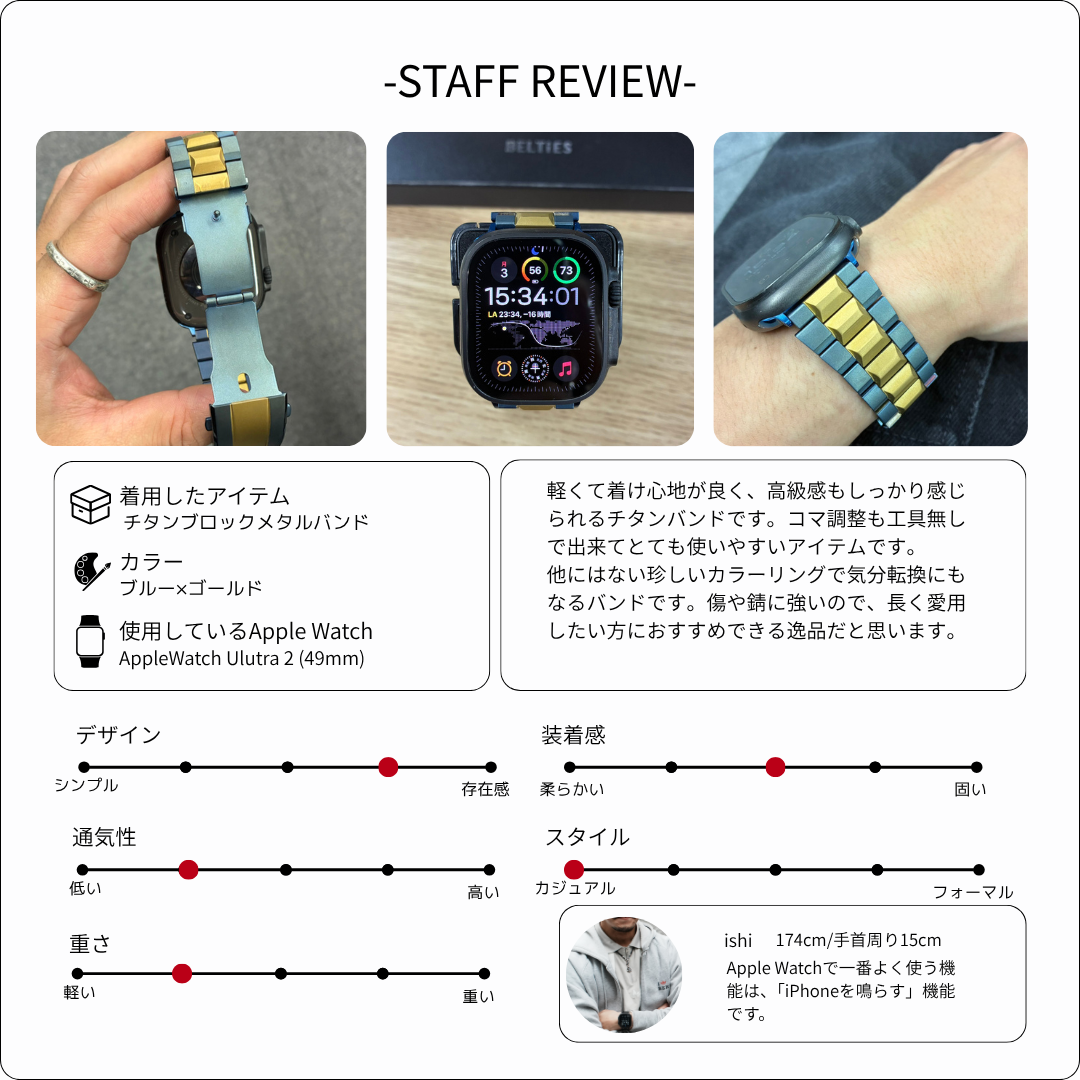 【最新デザイン】チタンブロックメタルバンド【アップルウォッチ】