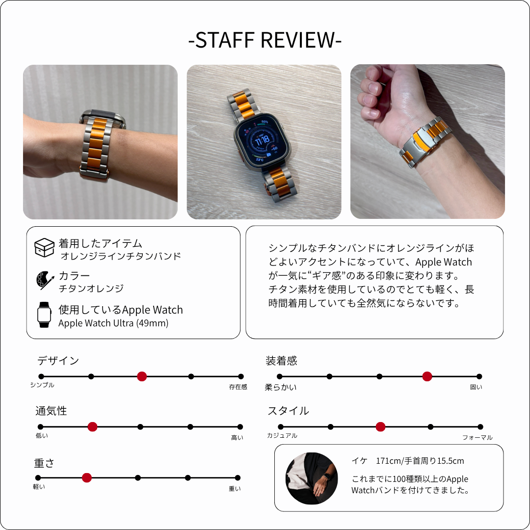 【限定カラー】オレンジラインチタンバンド【アップルウォッチ】