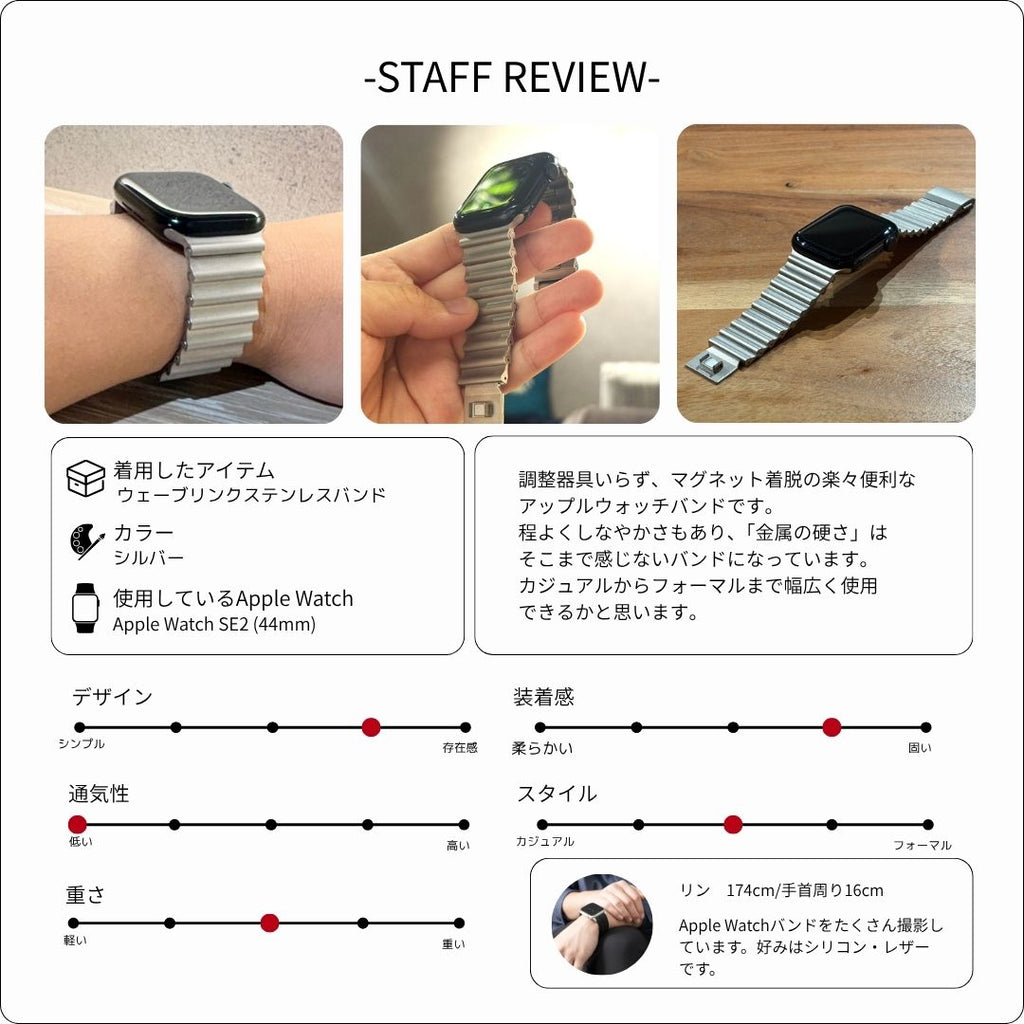 【最新デザイン】ウェーブリンクステンレスバンド【アップルウォッチ】