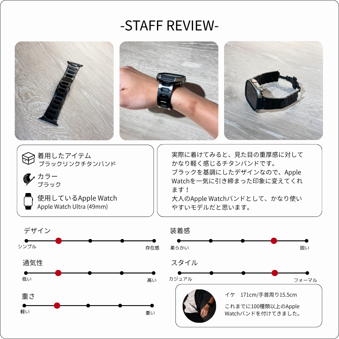 【黒の輝き】ブラックリンクチタンバンド【アップルウォッチ】