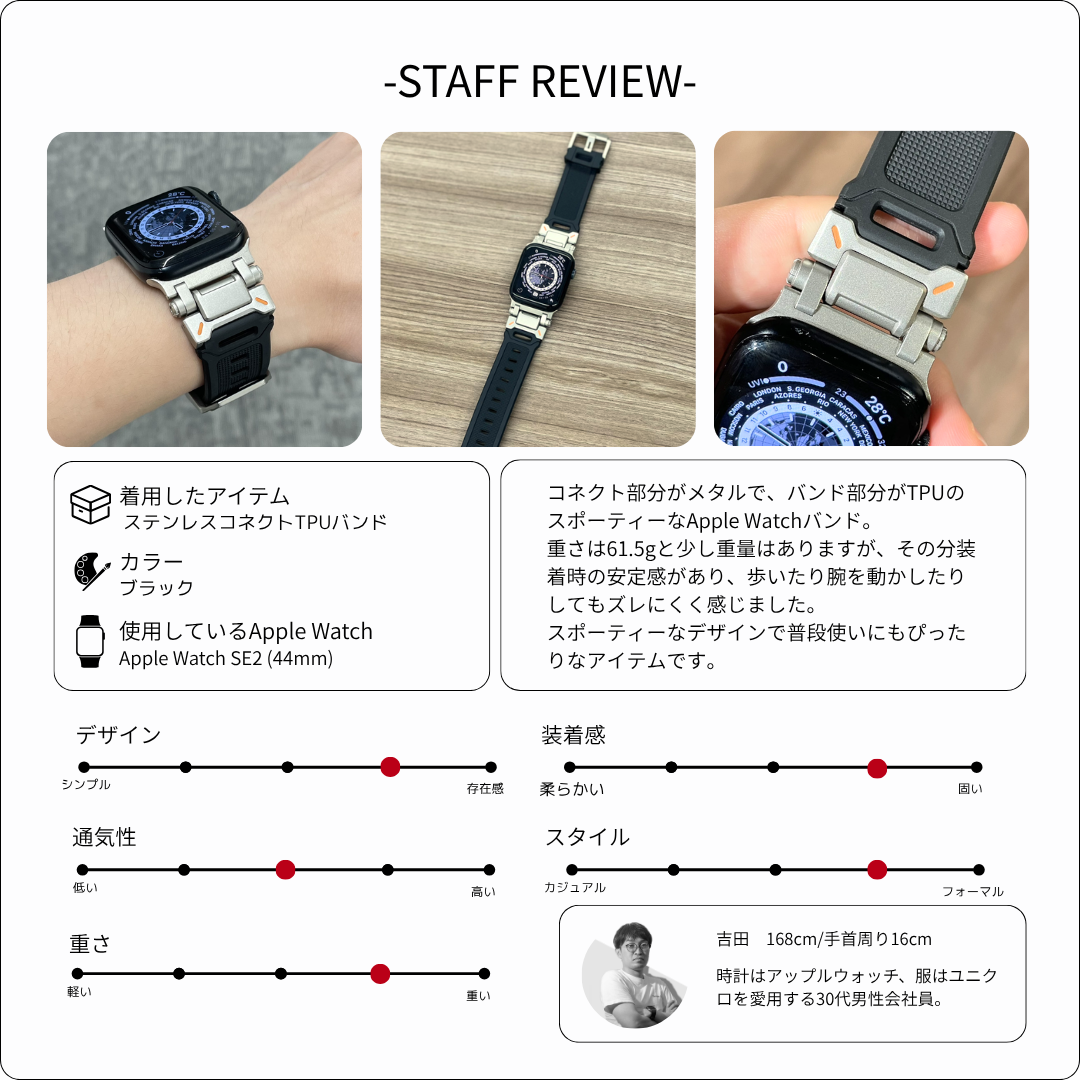 【不動の人気商品】ステンレスコネクトTPUバンド【アップルウォッチ】