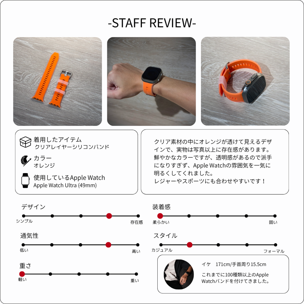 【ゼリー質感】クリアレイヤーシリコンバンド【アップルウォッチ】