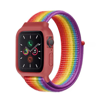 【全23色】シリコンケース一体型ナイロンバンド【アップルウォッチ】