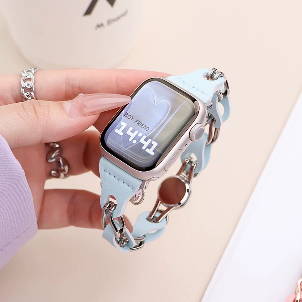 [Accessory-like] Metallic leather chain band [Apple Watch]