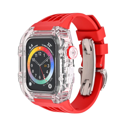 [8 colors available with integrated case] Sporty band with clear case [Apple Watch]