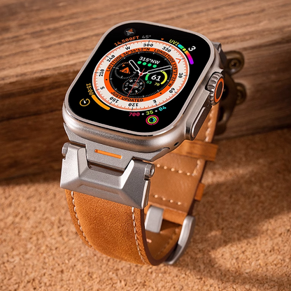 [4 colors available] Stainless steel connect leather band [Apple Watch]