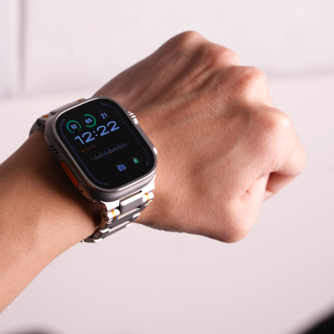 魅せる高級感】オレンジアクセントメタルバンド【アップル 魅せる高級感】オレンジアクセントメタルバンド【アップル