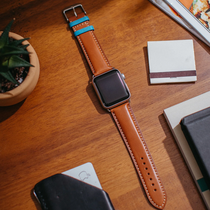 【高級フランス革】フレンチタンレザーバンド【Bluebonnet】