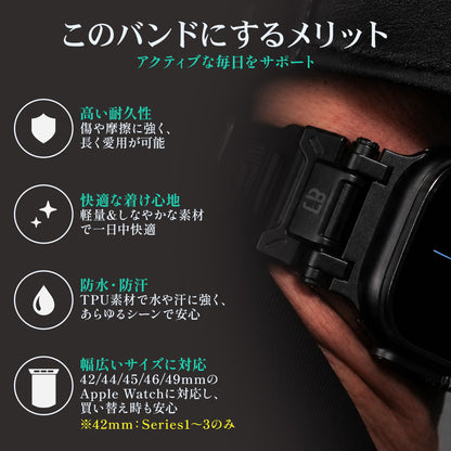 Apple Watch Band FORTRESS-003 - Black Black【Bandee Joy】