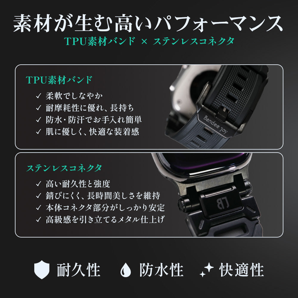 Apple Watch Band BJ-003 FORTRESS - Black Black【Bandee Joy】