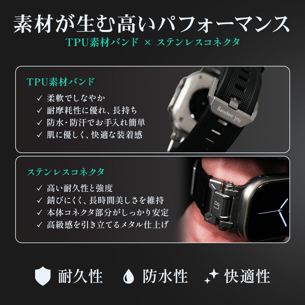 Apple Watch Band BJ-004 FORTRESS - Black Silver【Bandee Joy】
