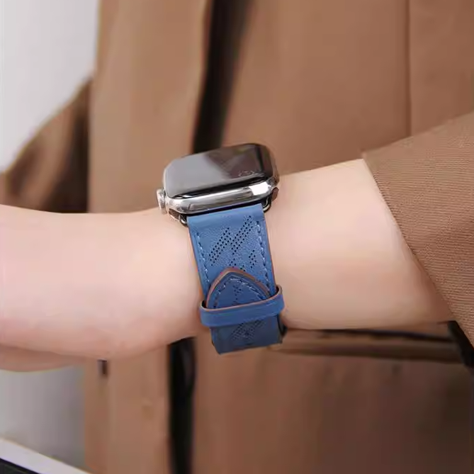 【通気性設計】メッシュパンチングレザーバンド【アップルウォッチ】