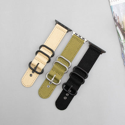 【デニム風素材】トリプルリングキャンバスバンド【アップルウォッチ】