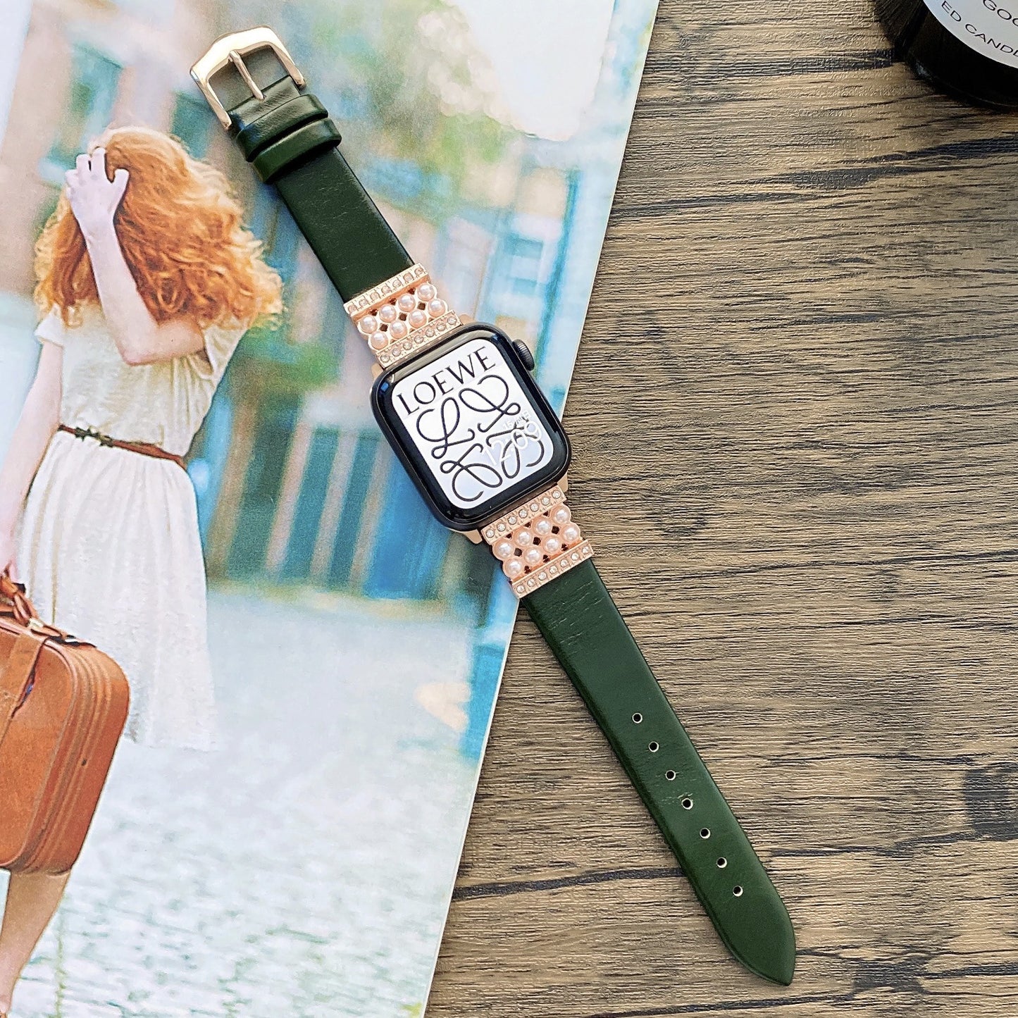 【大人のきらめき】パールアクセントレザーバンド【アップルウォッチ】