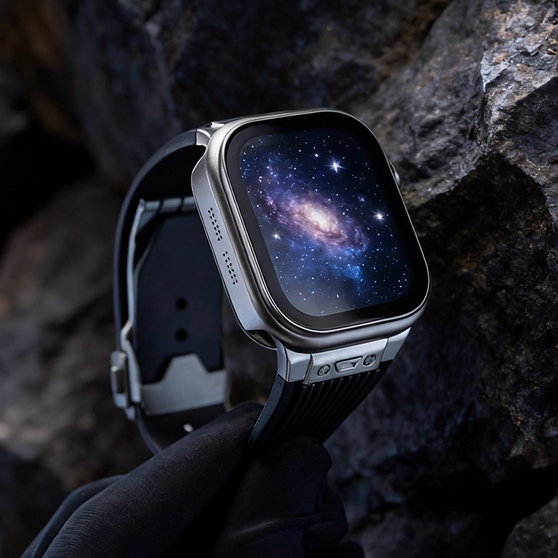 Double-sided protective metal case with glass for Apple Watch