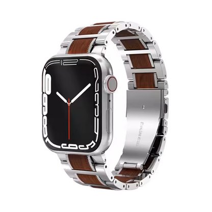 [2 colors available] Wood in stainless steel band [Apple Watch]