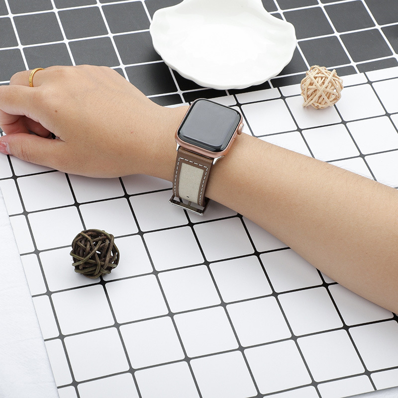 【大人の配色】キャンバスレザーミックスバンド【アップルウォッチ】