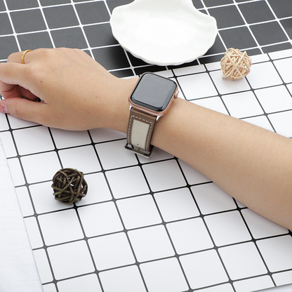 【大人の配色】キャンバスレザーミックスバンド【アップルウォッチ】