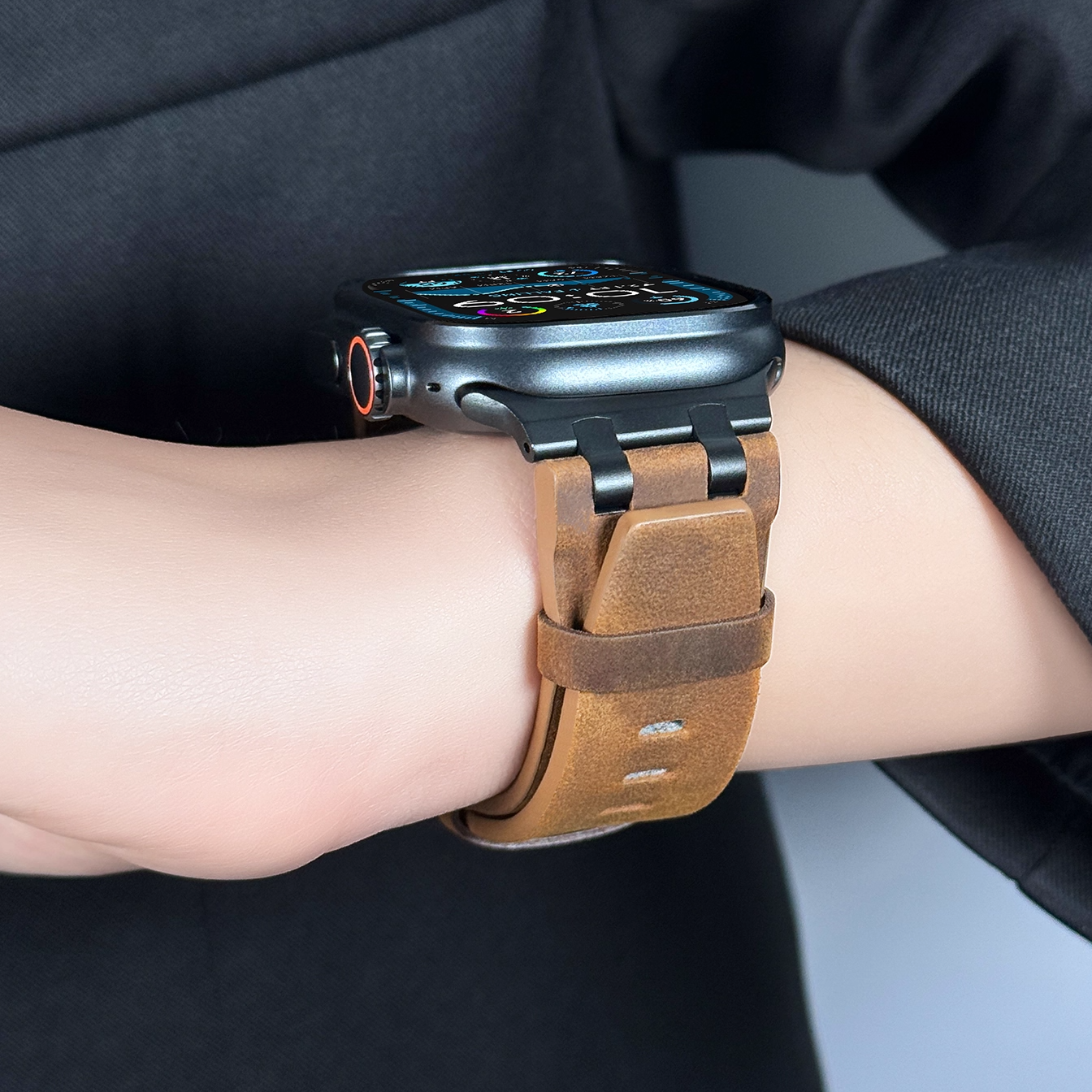 【男前レザー】デュアルラインレザーバンド【アップルウォッチ】