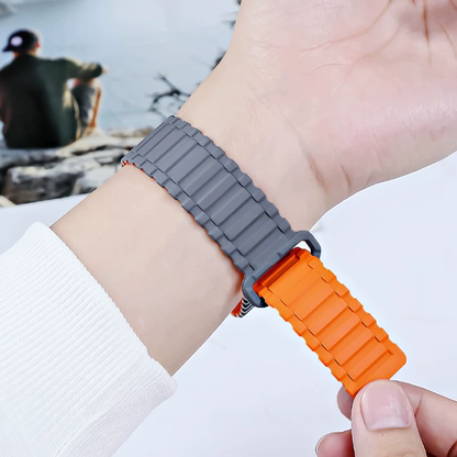 【軽量×磁力】マグネットリッジシリコンバンド【アップルウォッチ】