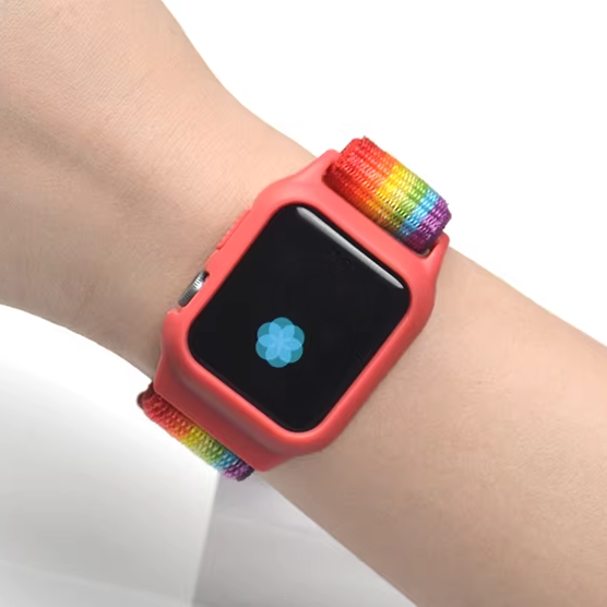 [25 colors available] Silicone case with integrated nylon band [Apple Watch]