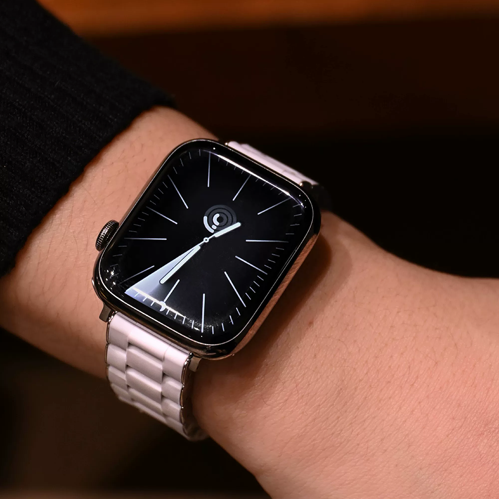 【シルバークラウン】ステンレスラバーリンクバンド【アップルウォッチ】