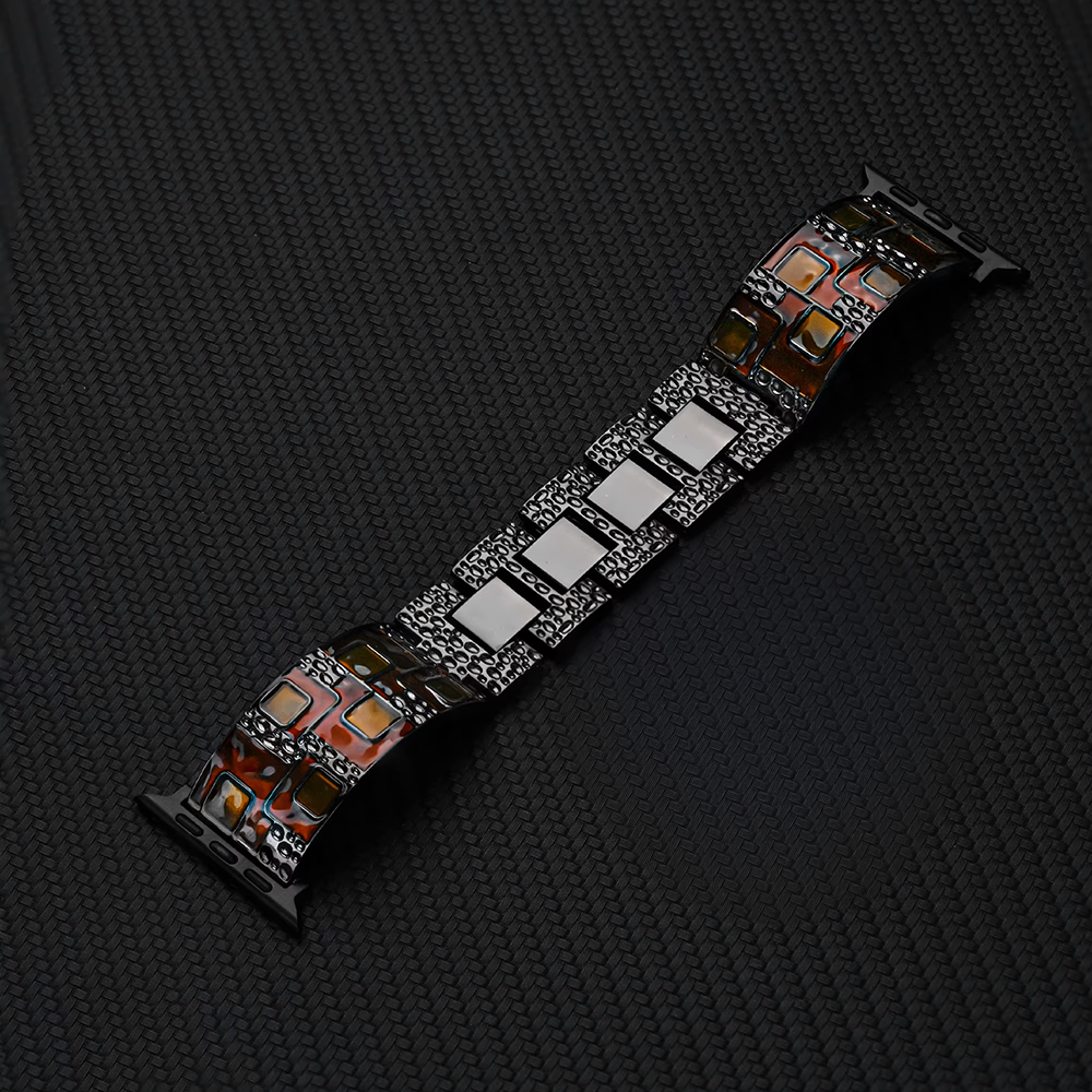 [Silver Crown] Enamel Inlay Metal Band [Apple Watch]