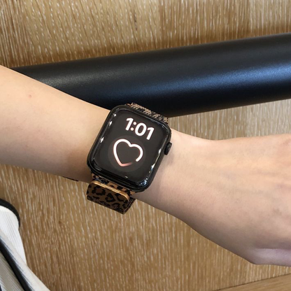 【大人のヒョウ柄】レオパードメッシュメタルバンド【アップルウォッチ】
