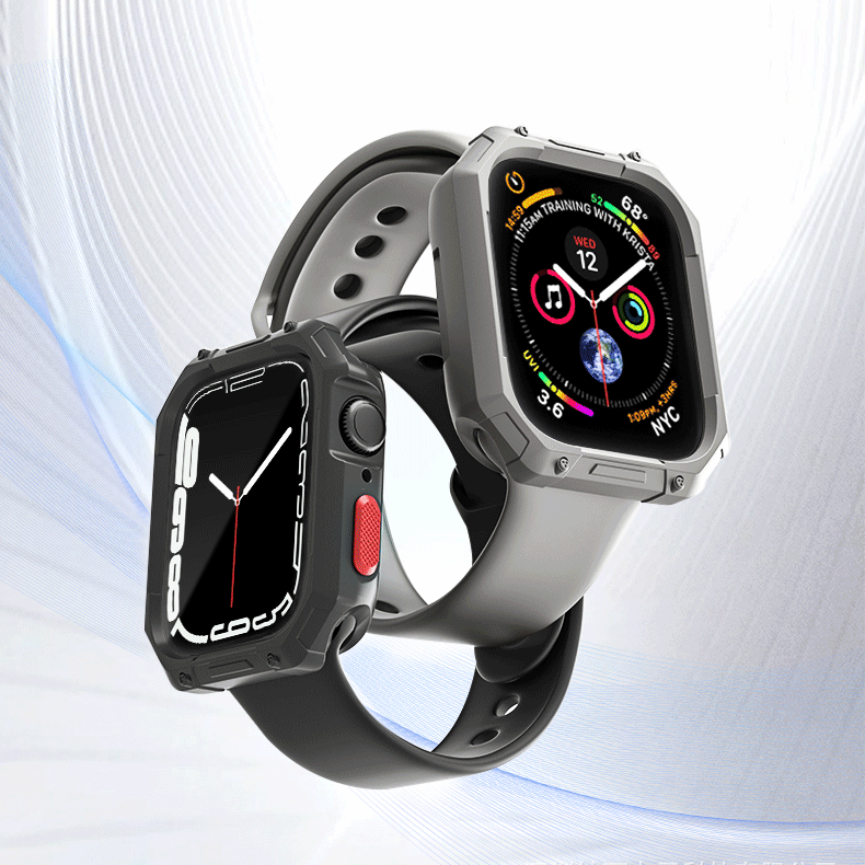 【ガラス無し両面保護】カラーボタンプロテクトケース【アップルウォッチ】