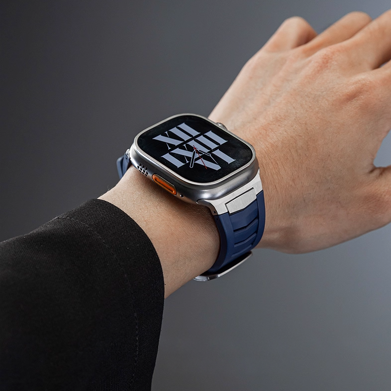 【快適な装着感】フッ素ゴムステンレスバンド【アップルウォッチ】