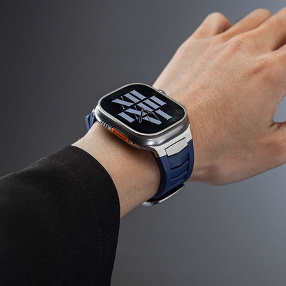 【快適な装着感】フッ素ゴムステンレスバンド【アップルウォッチ】