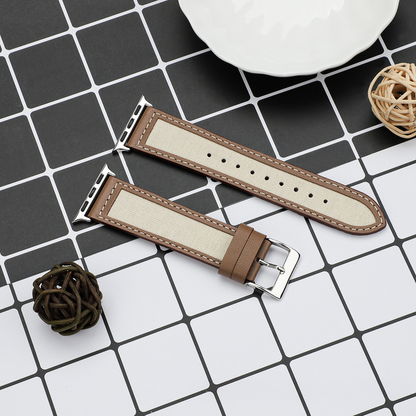【大人の配色】キャンバスレザーミックスバンド【アップルウォッチ】